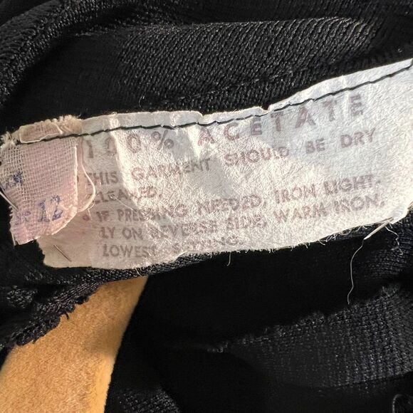 VTG Early 60s Mod Mini Dress Black Keyhole Purple Flower Print Swirl Skirt Belt - Picture 5 of 16